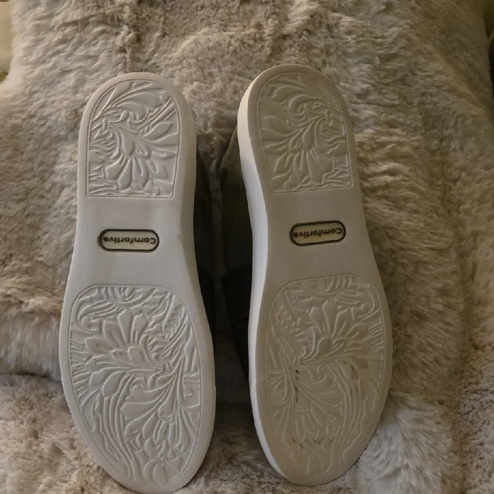 NWOB Comfortiva Women's Slip-On Leather Suede Loafers - Dark Gray-Size 10 - Picture 4 of 4
